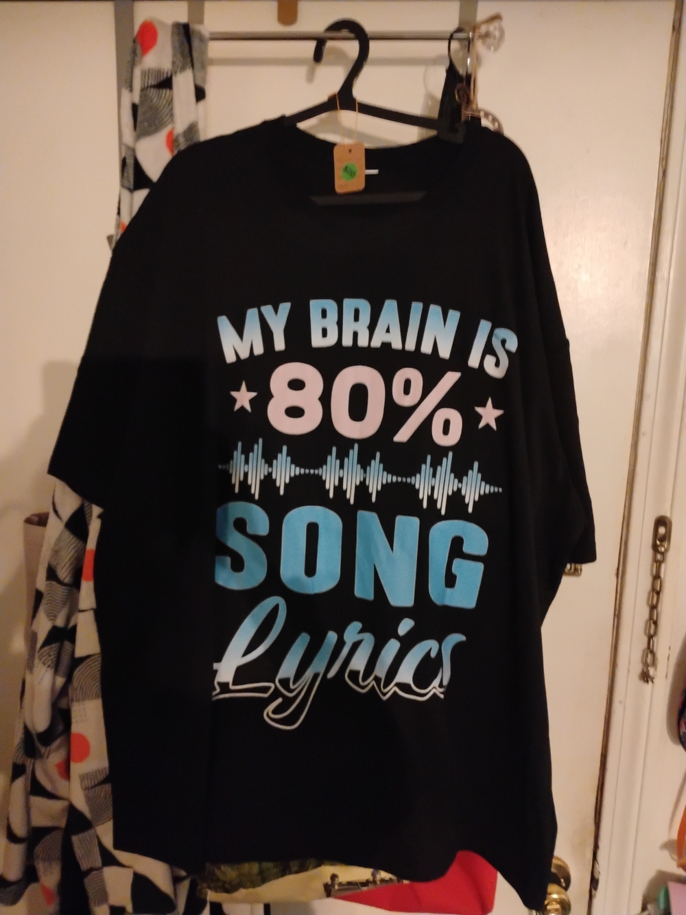 Black Short-Sleeve Graphic Tee - "My Brain Is 80% Song Lyrics"